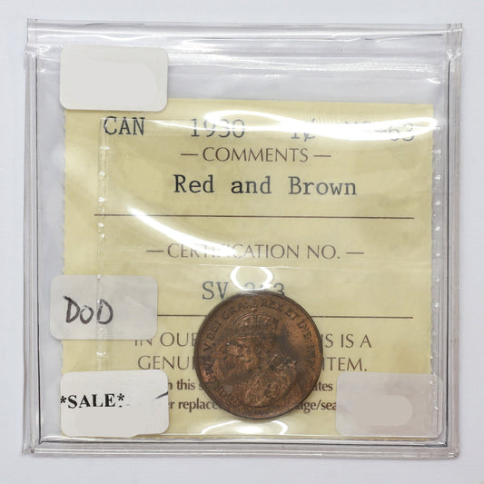 1930 Canada 1-cent ICCS Certified MS63 Red & Brown (DOD)