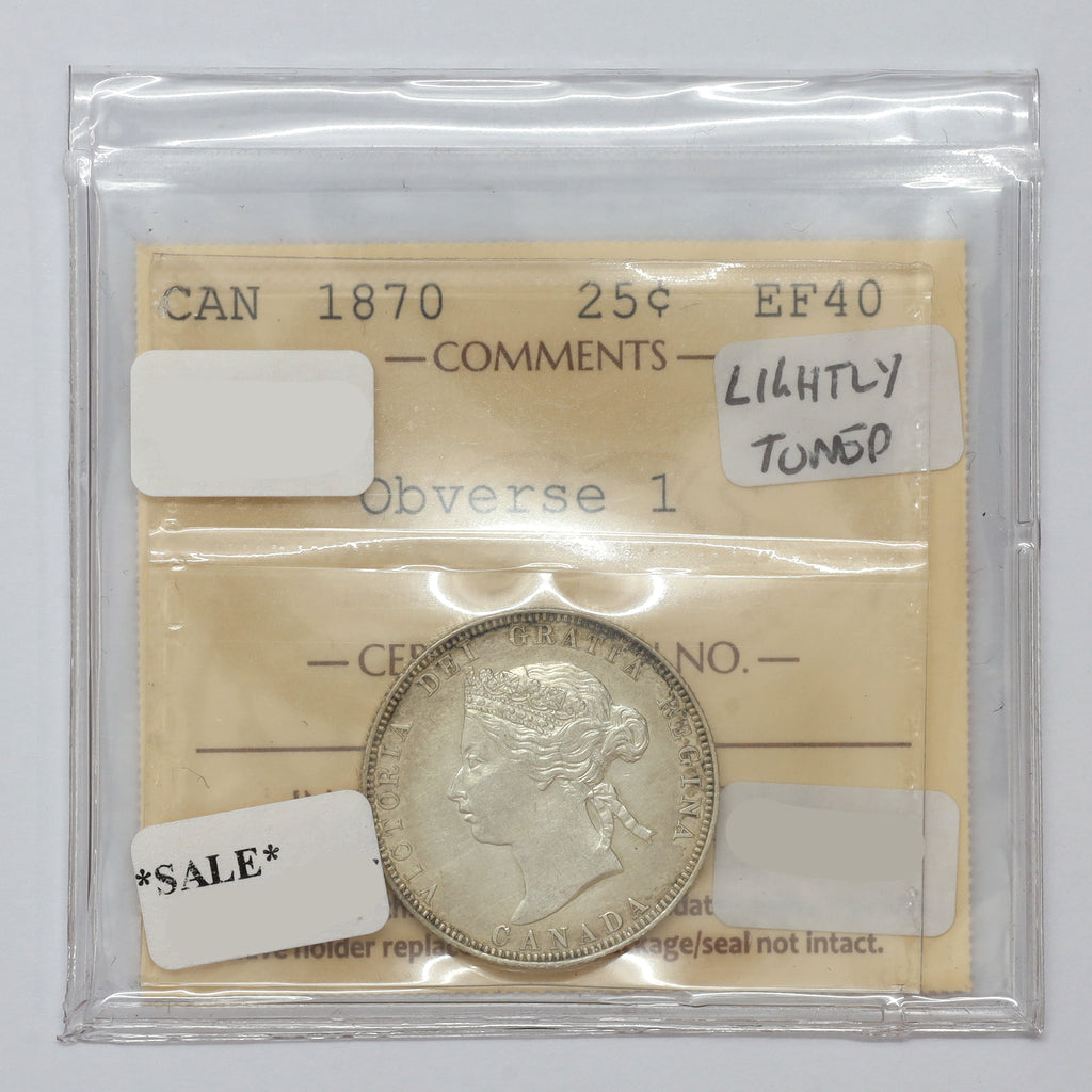 1870 Obv. 1 Canada 25-cents ICCS Certified EF40 (lightly toned)