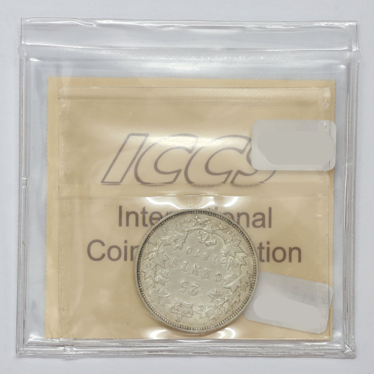 1870 Obv. 1 Canada 25-cents ICCS Certified EF40 (lightly toned)