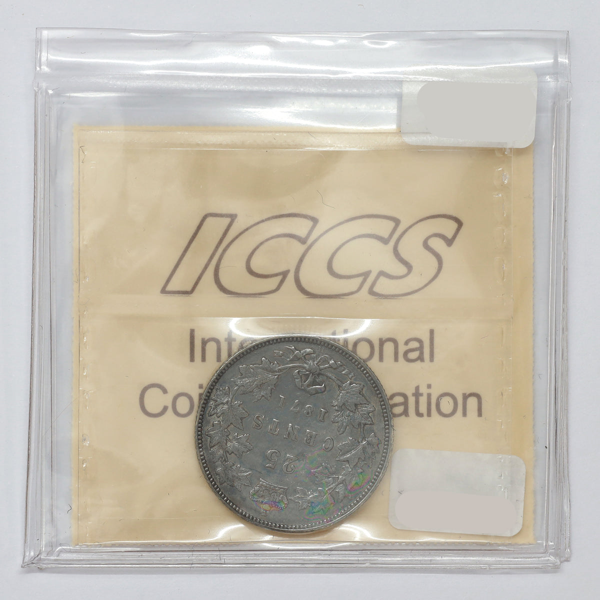 1871H Obv. 2 Canada 25-cents ICCS Certified EF40 (toned)