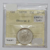 1872H Obv. 2 Canada 25-cents ICCS Certified EF45 (lightly toned)