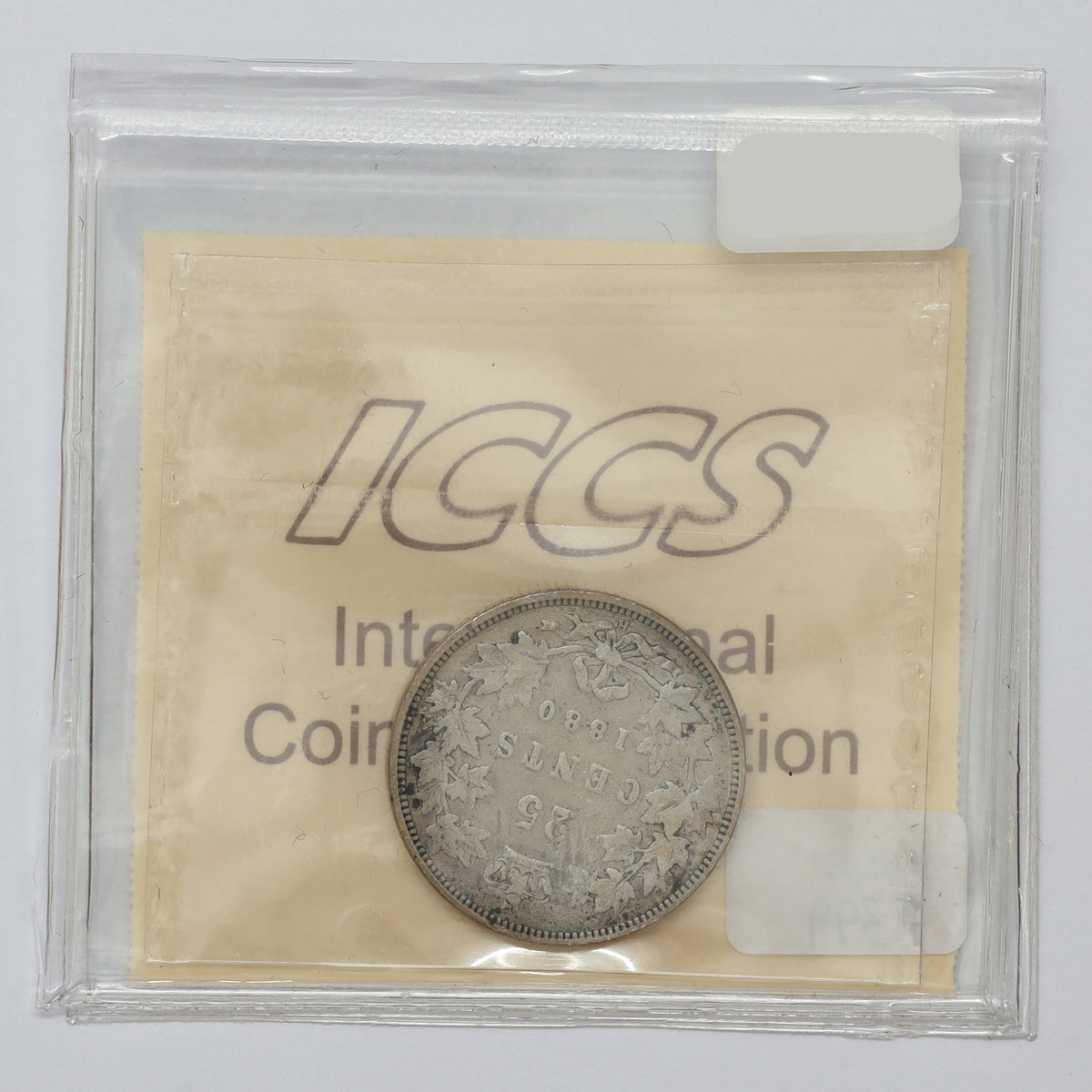 1880H Narrow 0 Canada 25-cents ICCS Certified F15 (marks)