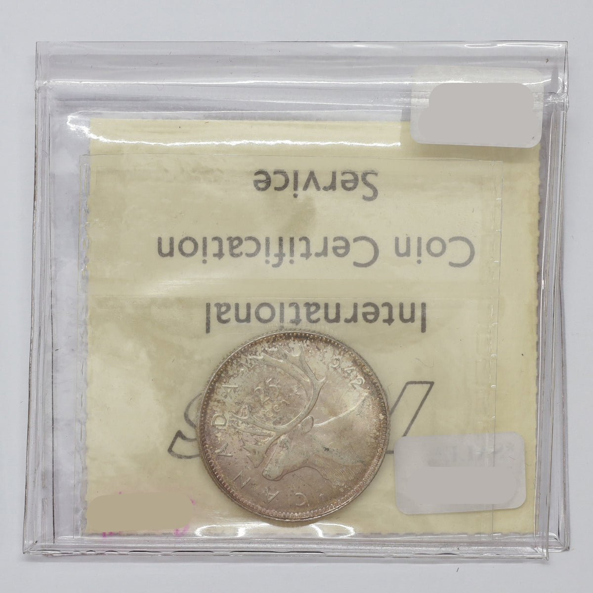 1942 Canada 25-cents ICCS Certified MS65 (toned)