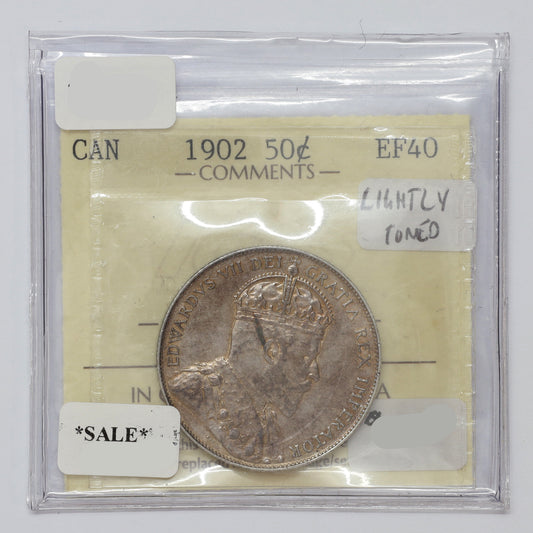 1902 Canada 50-cents ICCS Certified EF40 (lightly toned)