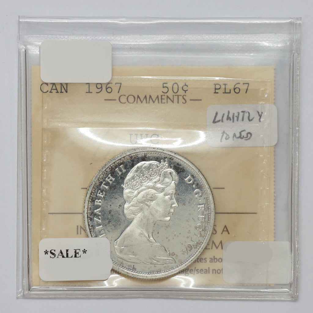 1967 Canada 50-cents ICCS Certified PL67 (lightly toned)