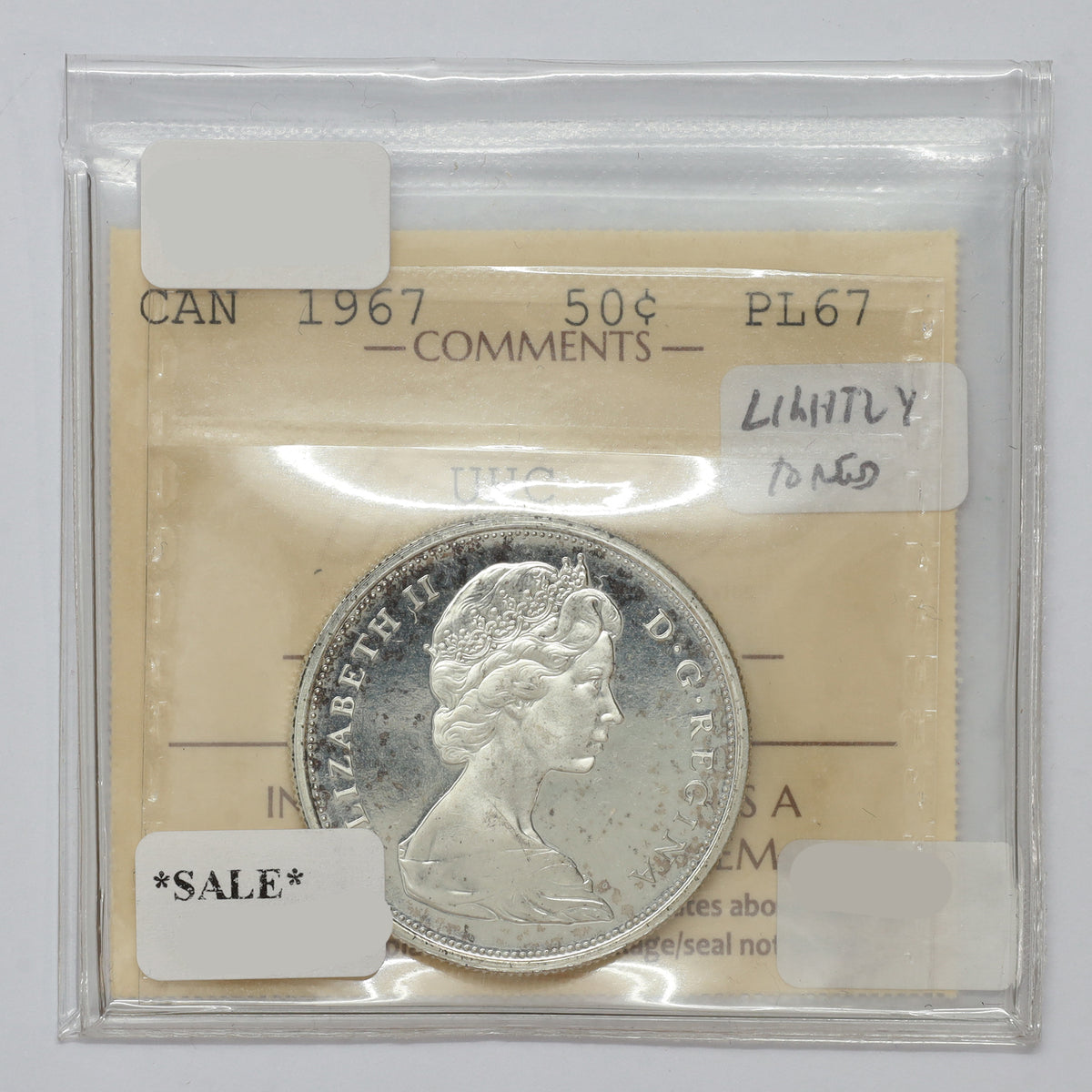 1967 Canada 50-cents ICCS Certified PL67 (lightly toned)