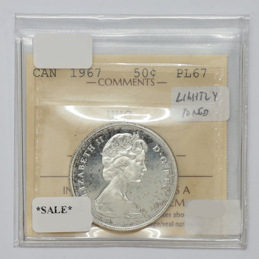1967 Canada 50-cents ICCS Certified PL67 (lightly toned)