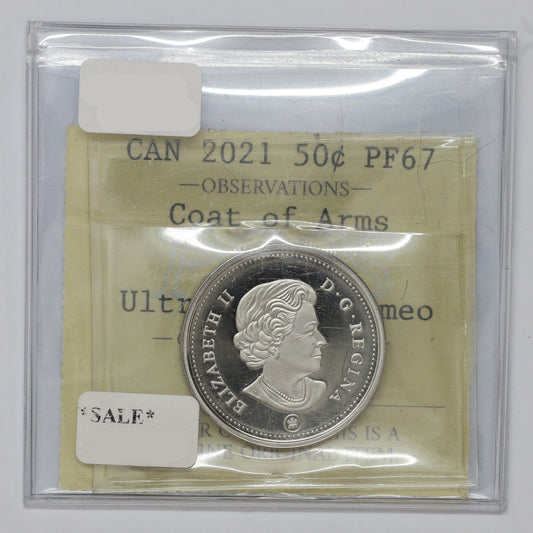 2021 100th Ann. Of Canada's Coat of Arms 50-cents PCCS Certified PF67 UHC (DOD)