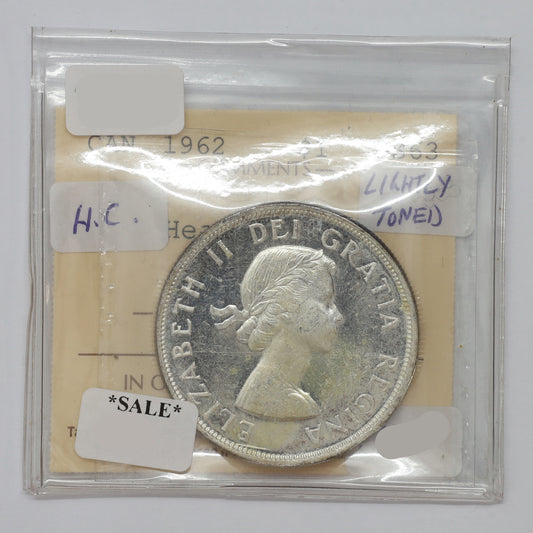 1962 Canada Dollar ICCS Certified MS63 Heavy Cameo (lightly toned)