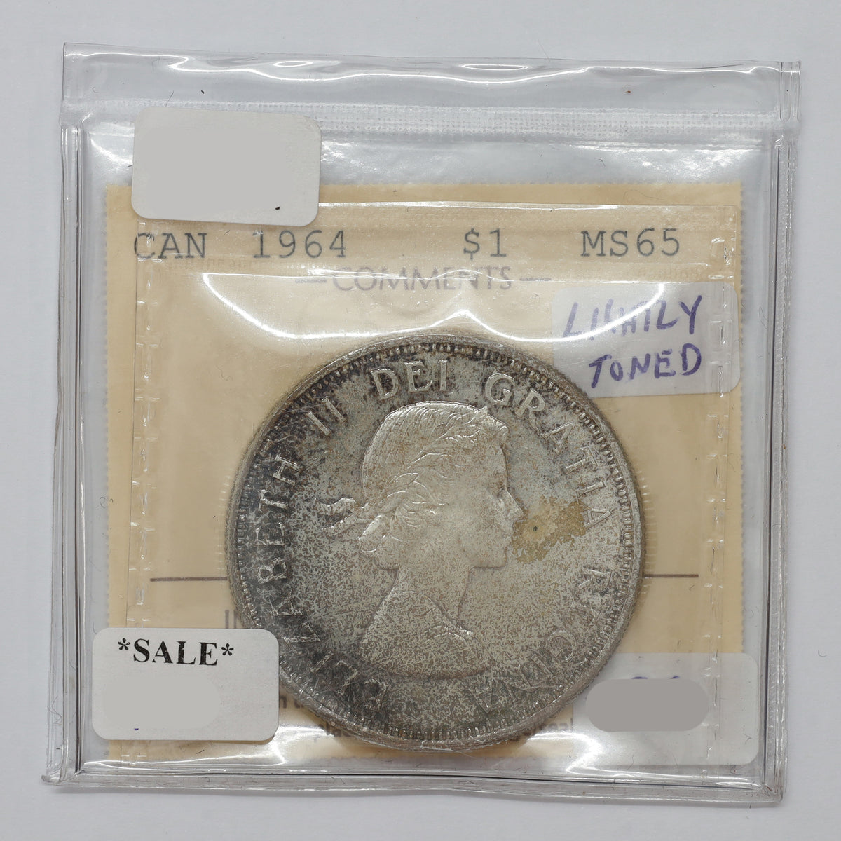 1964 Canada Dollar ICCS Certified MS65 (lightly toned)