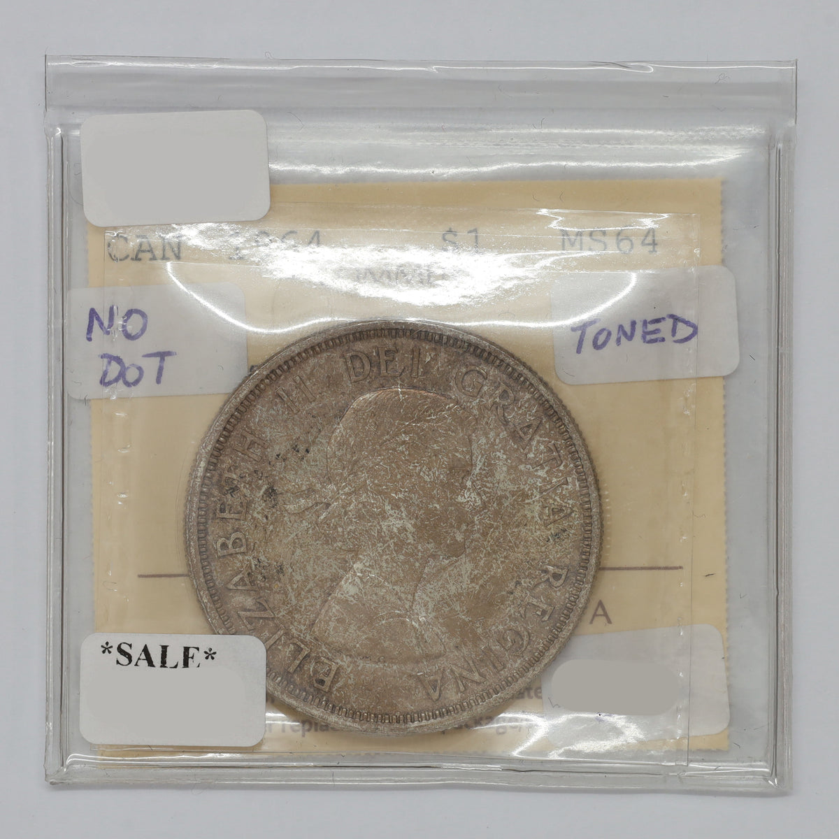 1964 No Dot Canada Dollar ICCS Certified MS64 (toned)