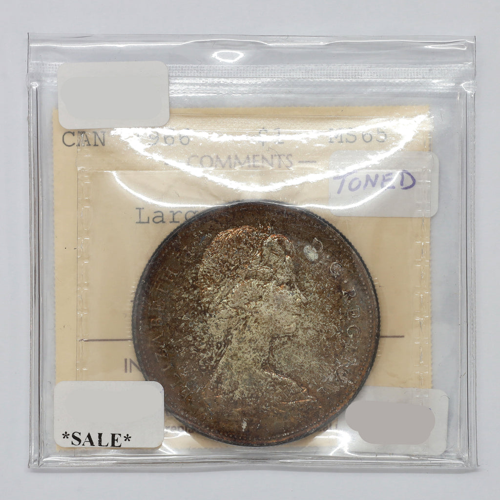 1966 Large Beads Canada Dollar ICCS Certified MS65 (toned)