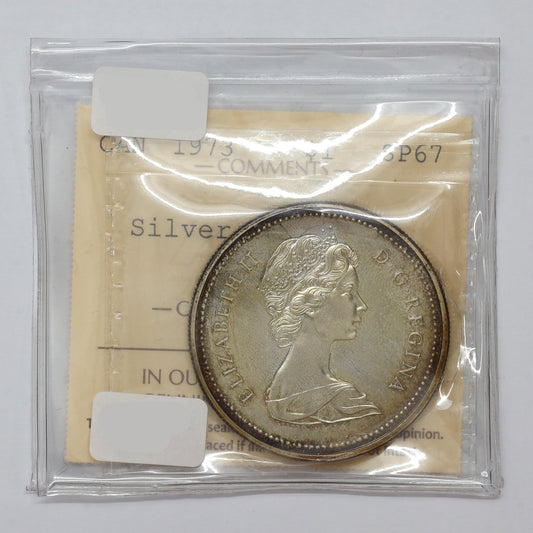1973 Canada RCMP Silver Dollar ICCS Certified SP67 (toned)