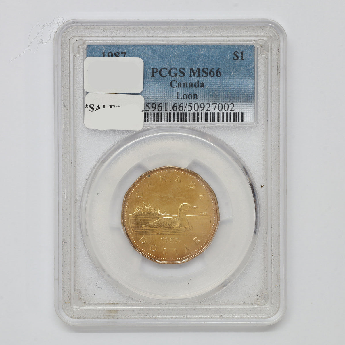 1987 Canada Loon Dollar PCGS Certified MS66 (scuffed)