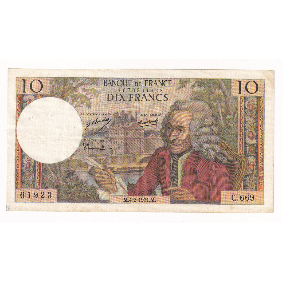 France 1971 10 Franc Note, Pick #147 (DOP)