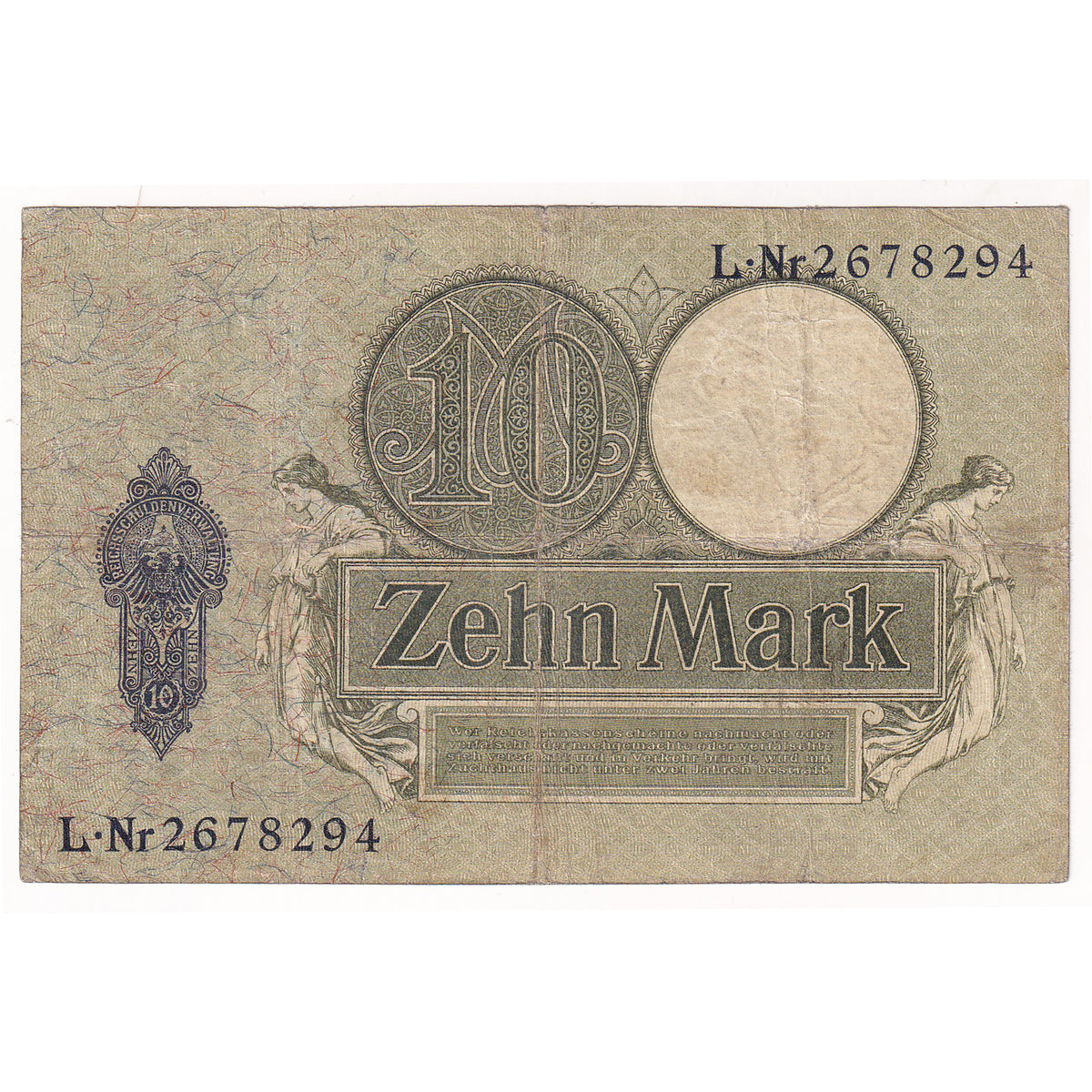 Germany 1906 10 Mark Note, Pick #9, Very Fine (DOP)