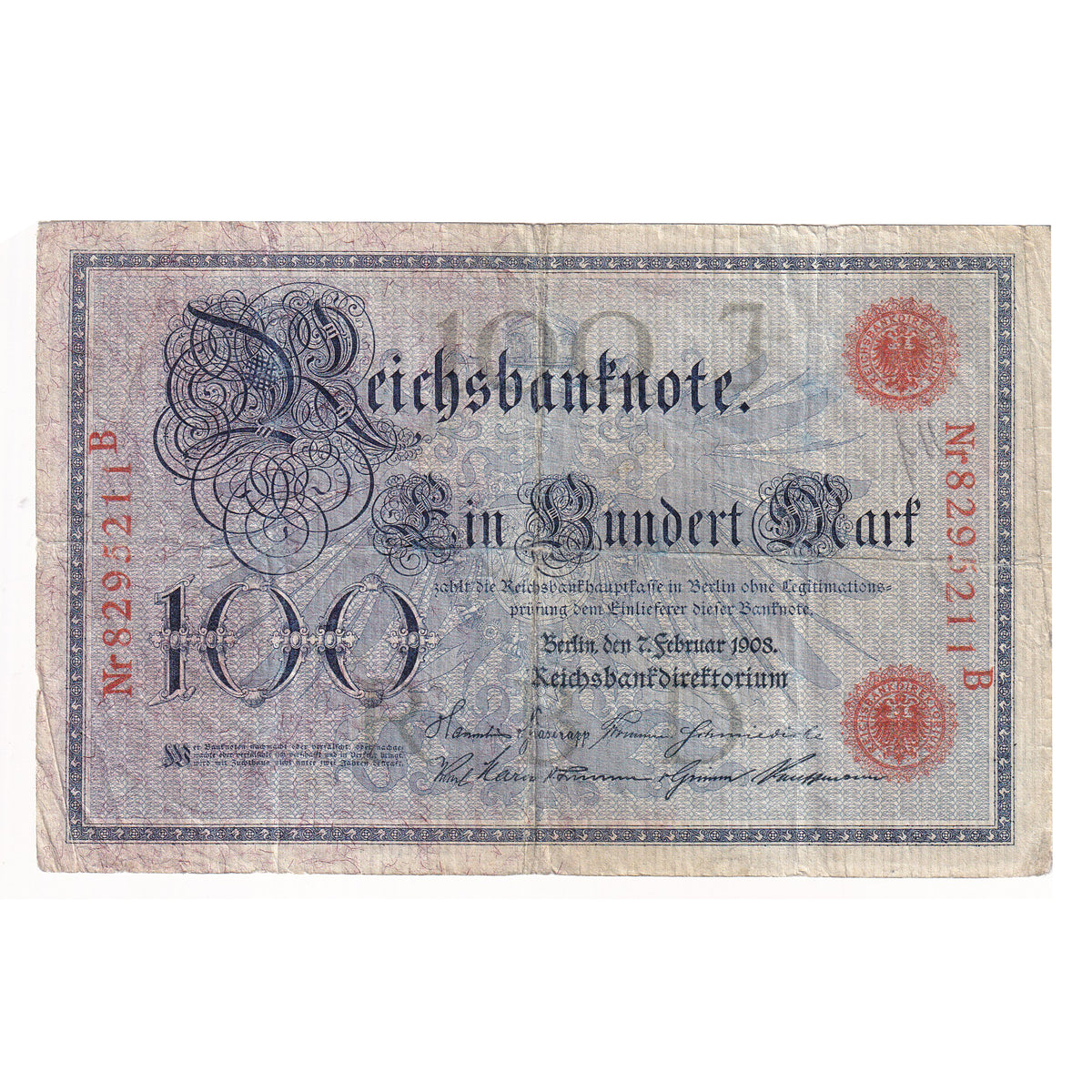 Germany 1908 100 Mark Note, Pick #33, Extra Fine (DOP)