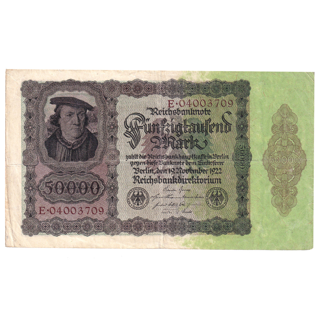 Germany 1922 50,000 Mark Note, Pick #80 (DOP)