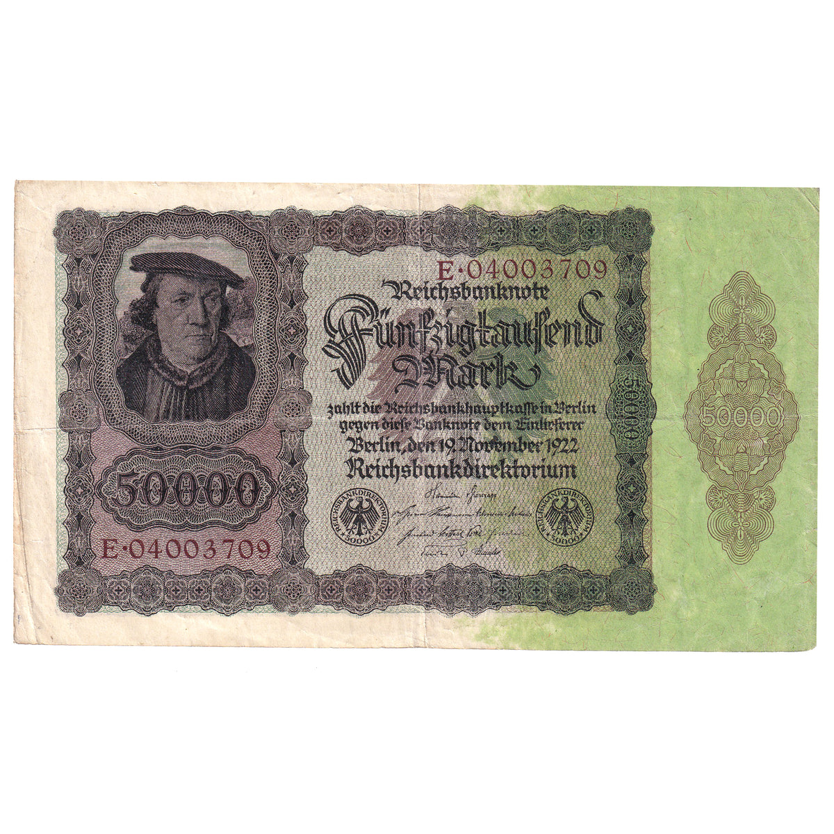 Germany 1922 50,000 Mark Note, Pick #80 (DOP)
