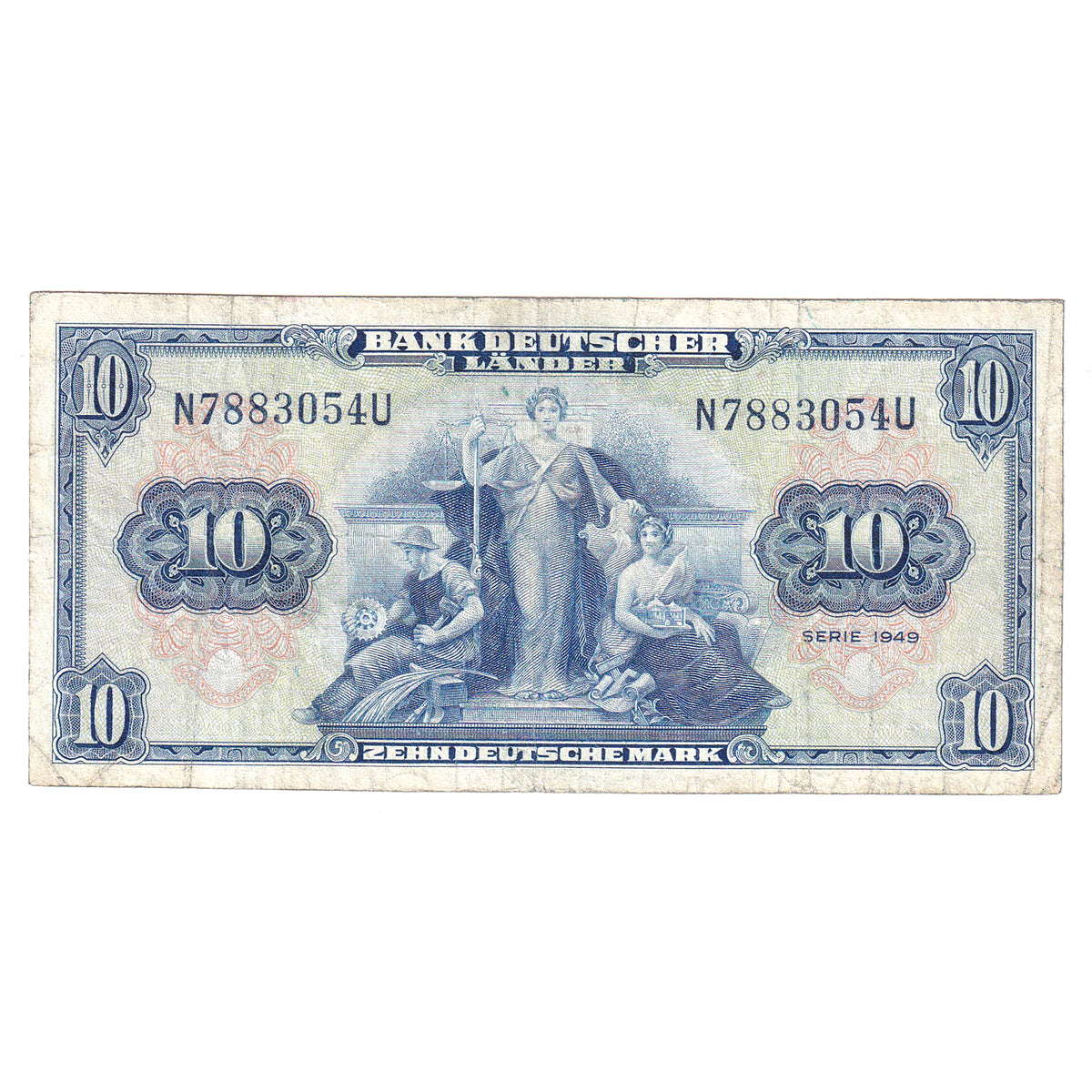 Germany 1949 10 Mark Note, Pick #16, VF-EF (DOP)