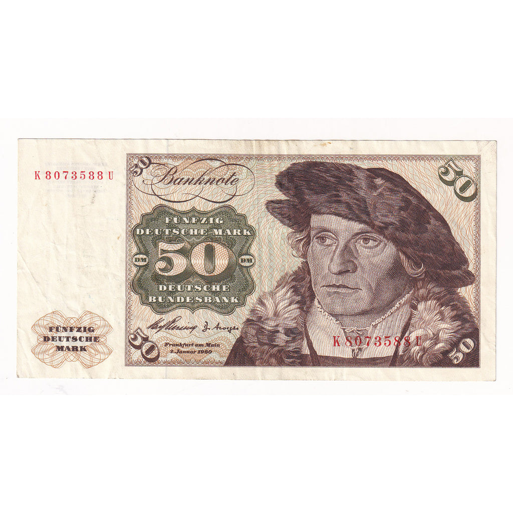 Germany 1960 50 Mark Note, Pick #21, EF-AU (DOP)
