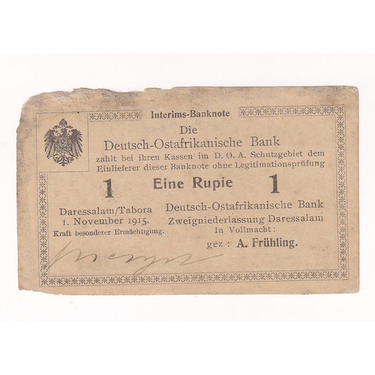 German East Africa 1915 1 Rupie Note, Pick #19 (DOP)
