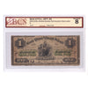 600-12-04a 1877 Bank of P.E.I. $1, Brecken-Hensley, BCS Certified VG8 (holes, tears)