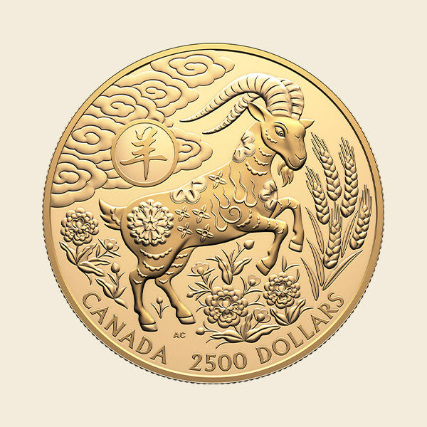 2027 Canada $2,500 Lunar Year of the Goat Pure Gold Kilo Coin (No Tax)