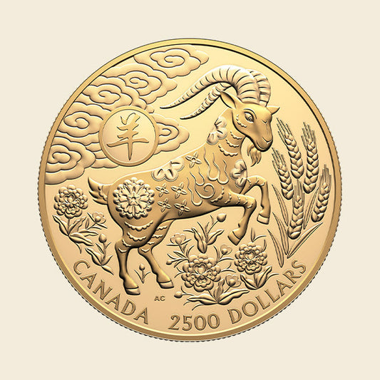 2027 Canada $2,500 Lunar Year of the Goat Pure Gold Kilo Coin (No Tax)