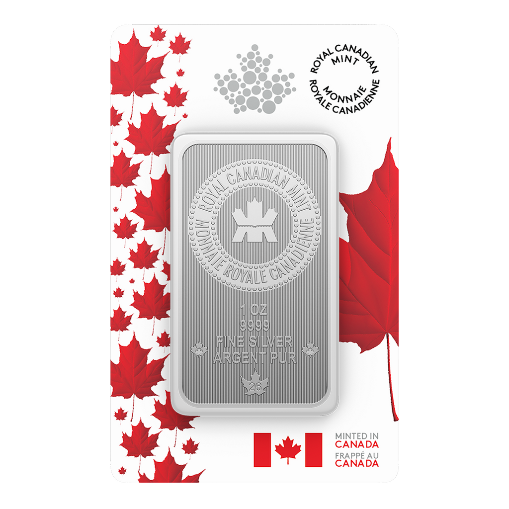 (Pre-Order) 2026 Premium Bullion: 1oz. 99.99% Pure Silver Bar in Proudly Canadian Packaging (No Tax)