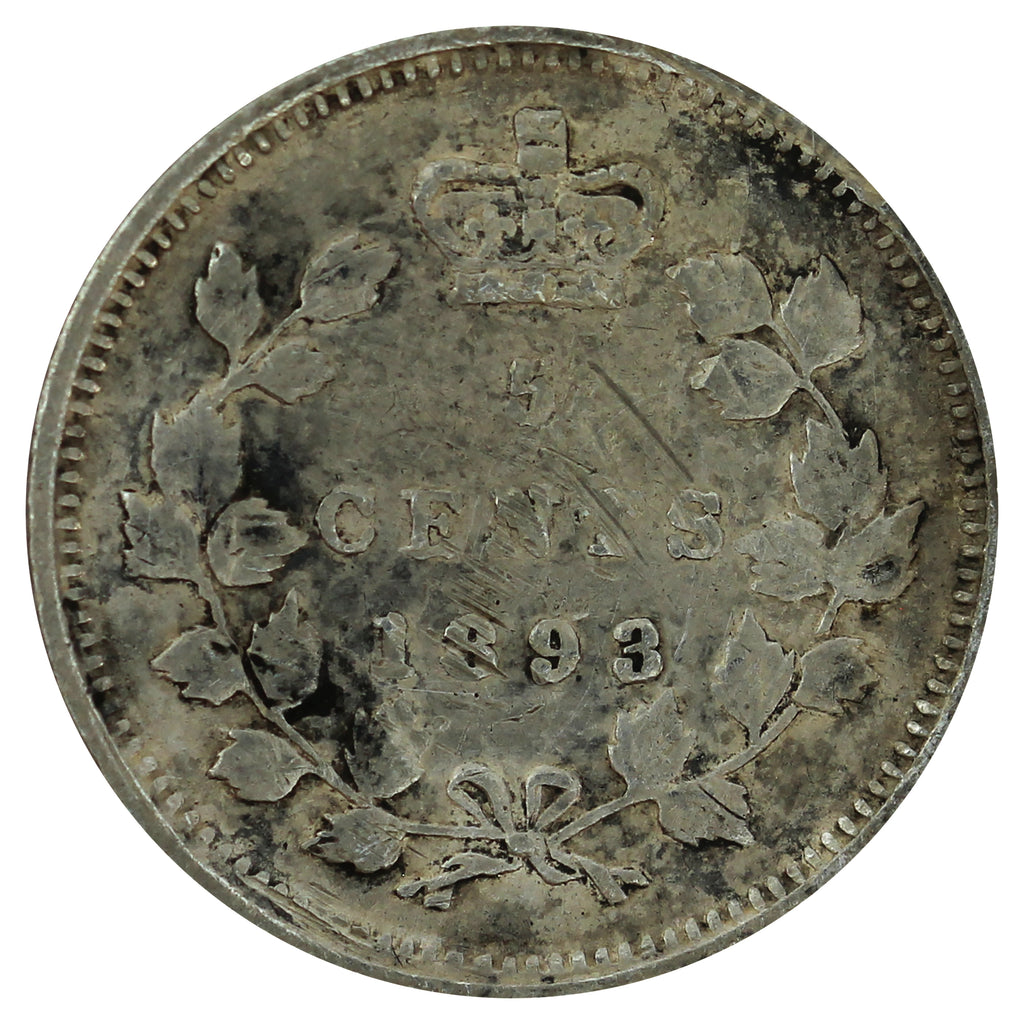 1893 Canada 5-cents Extra Fine (EF40) Scratched, Cleaned, or Impaired