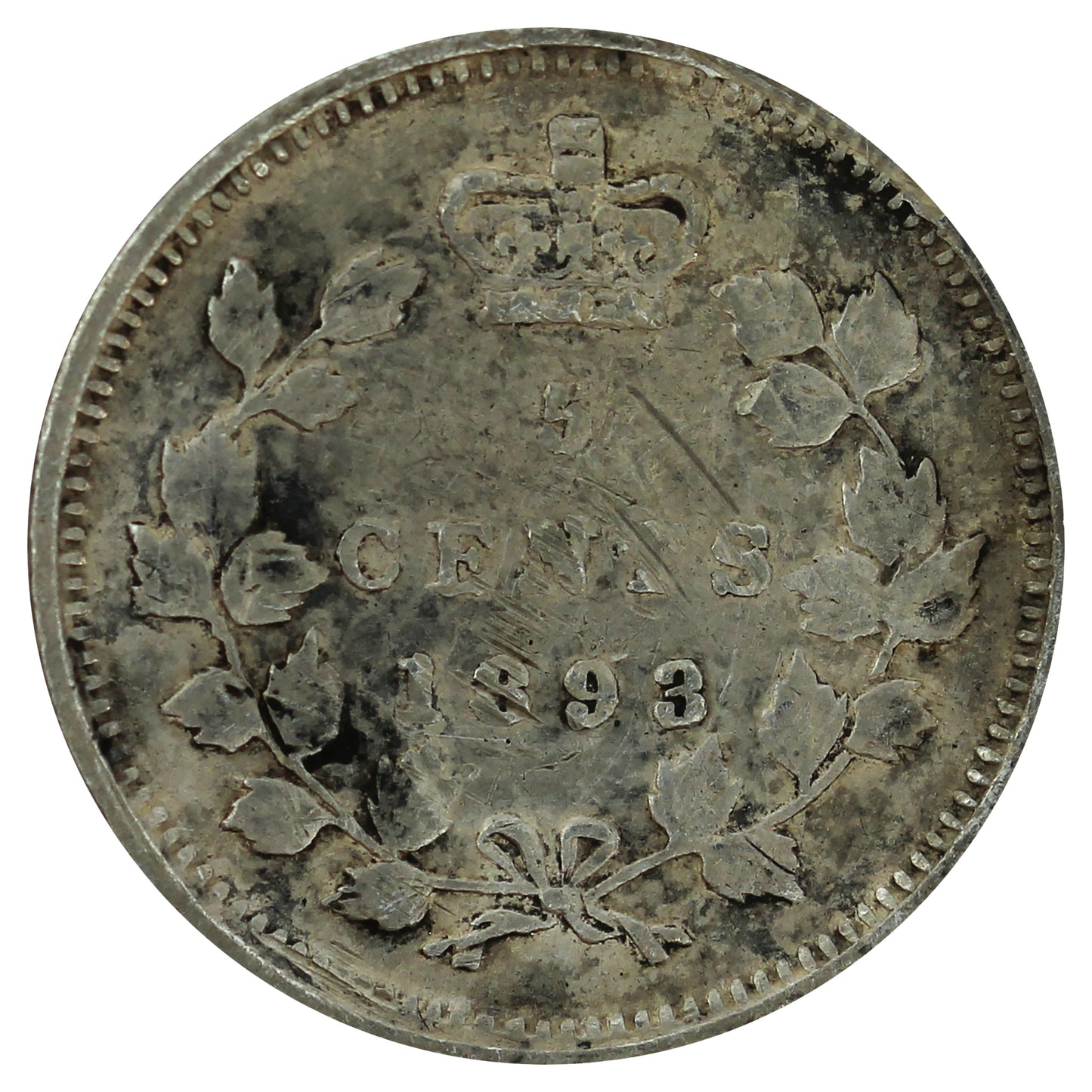 1893 Canada 5-cents Extra Fine (EF40) Scratched, Cleaned, or Impaired