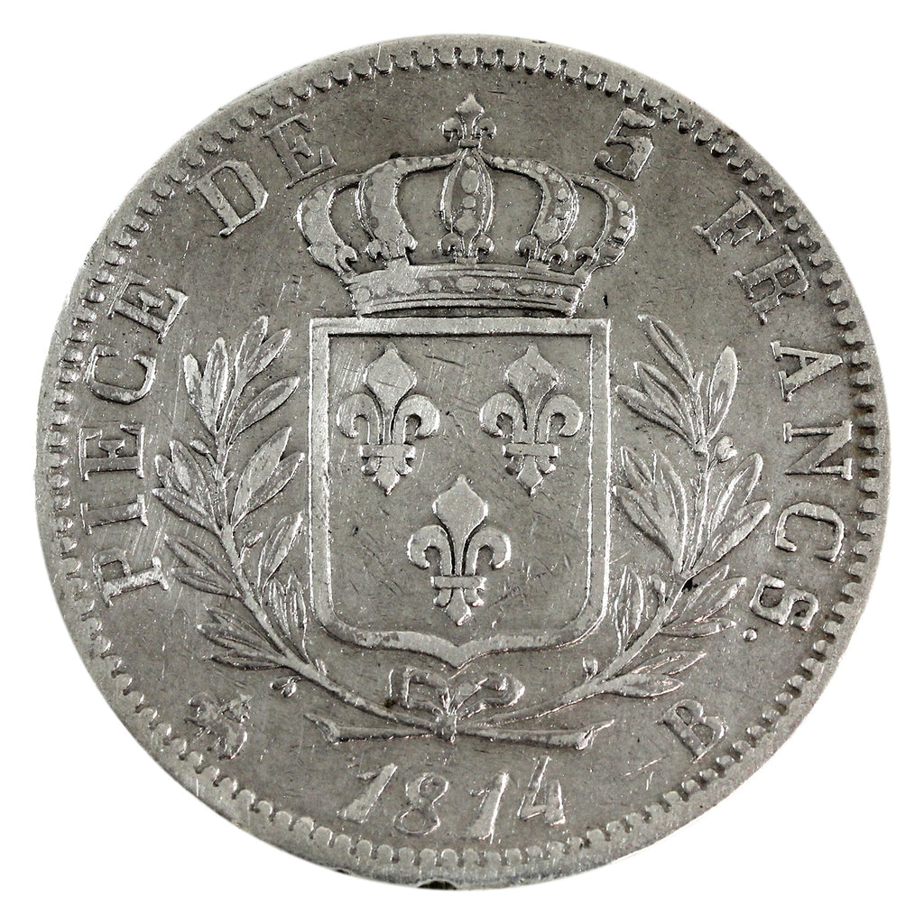 France 1814B 5 Francs F-VF (F15) $