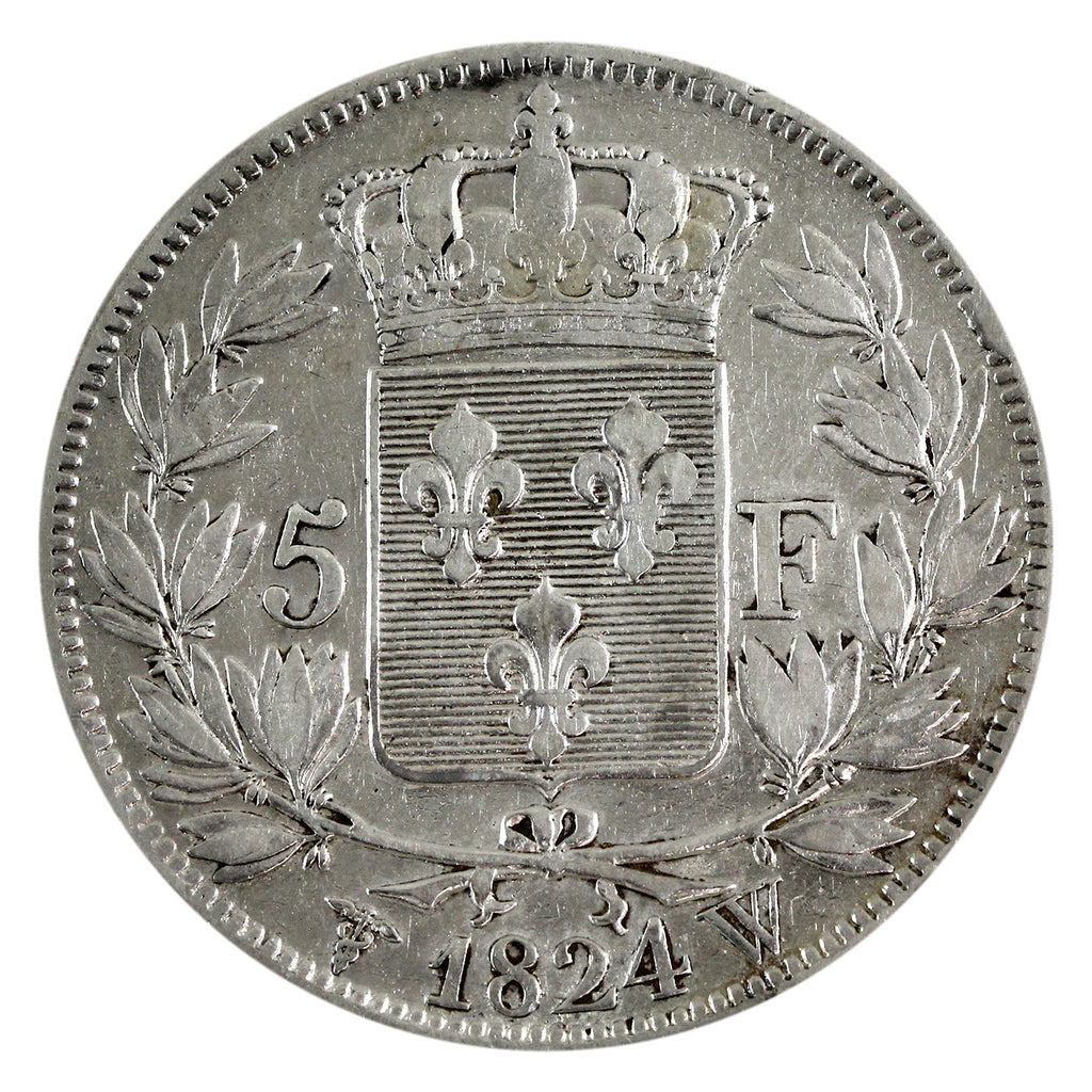France 1824W 5 Francs Very Fine (VF20) $