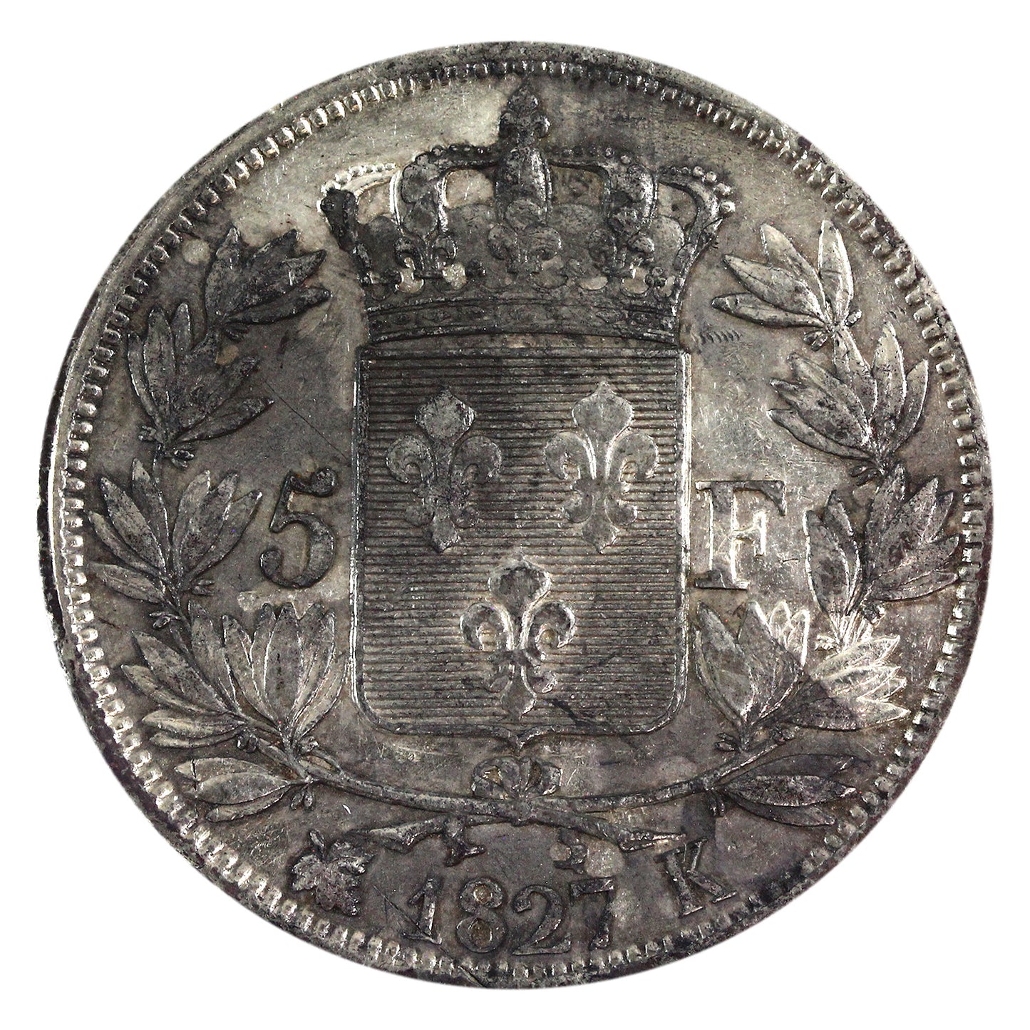 France 1827K 5 Francs VF-EF (VF30) $