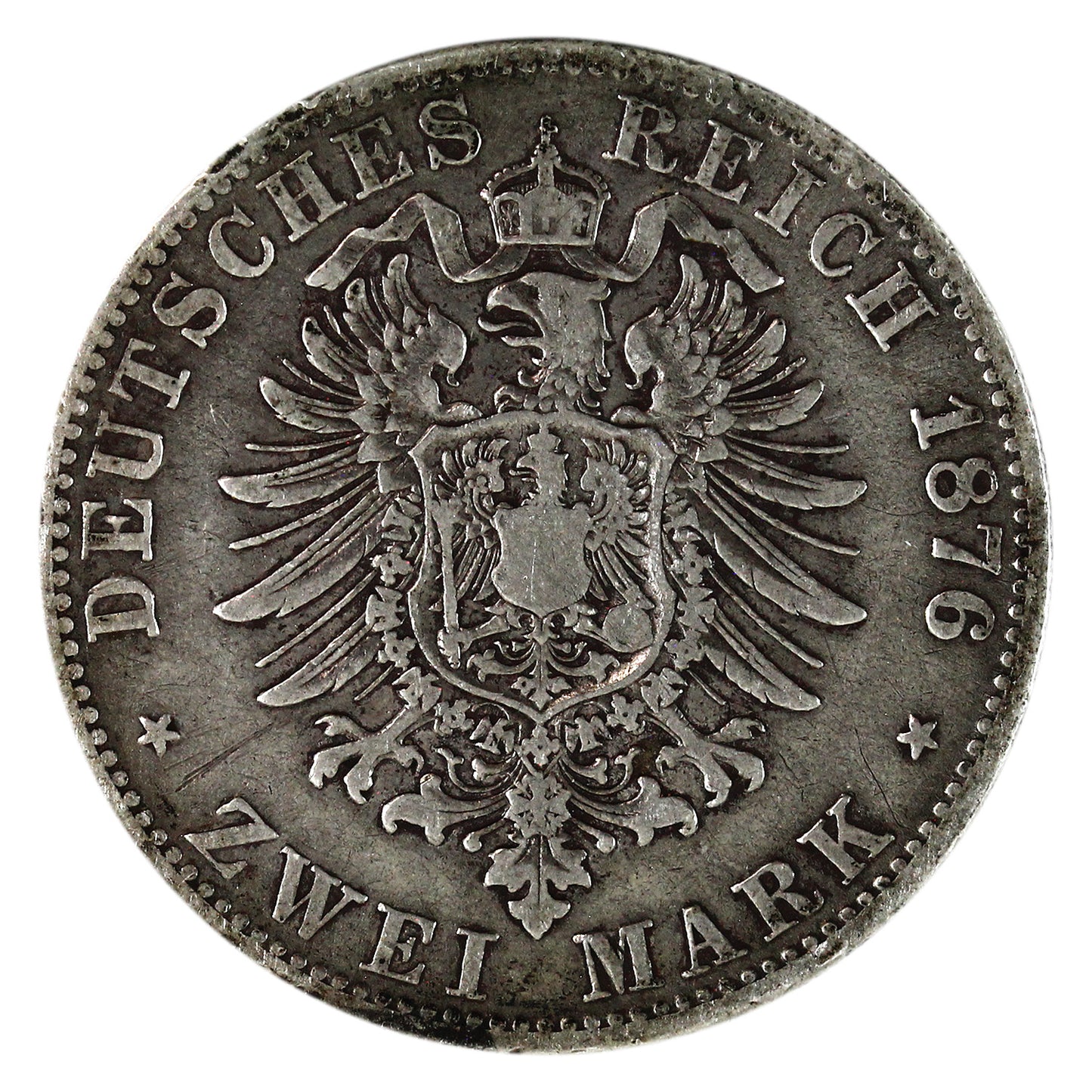 German States 1876D Bavaria 2 Marks Very Fine (VF20) $