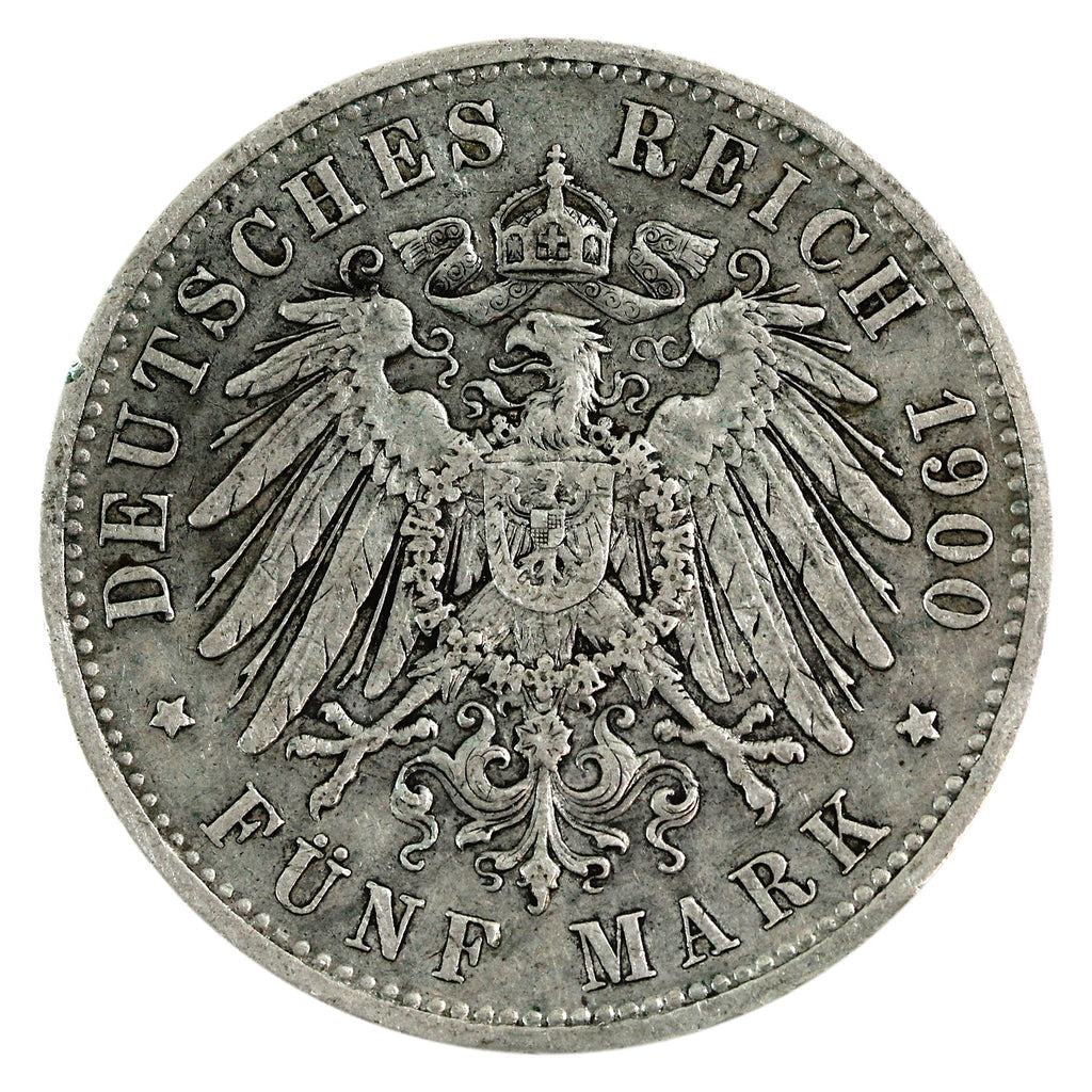 German States 1900A Prussia 5 Marks VF-EF (VF30) $