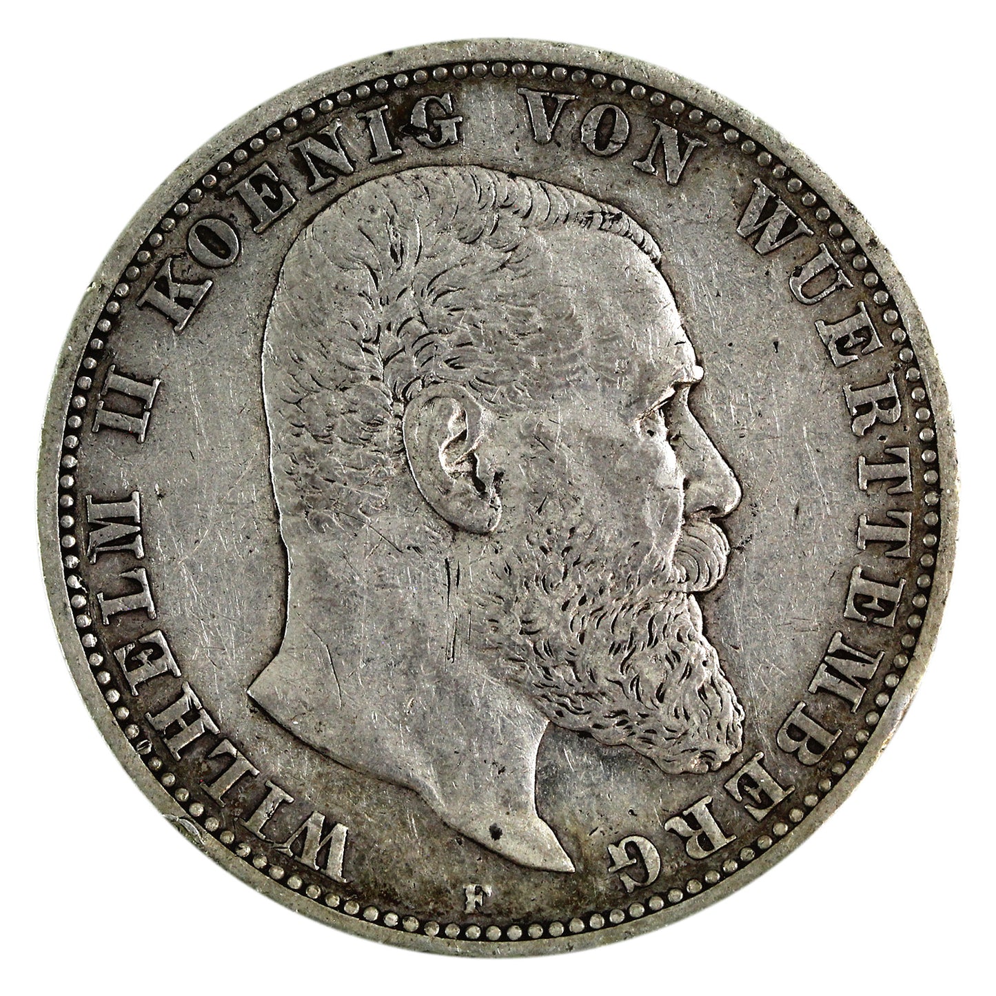 German States 1902F Wurttenberg 5 Marks VF-EF (VF30) $