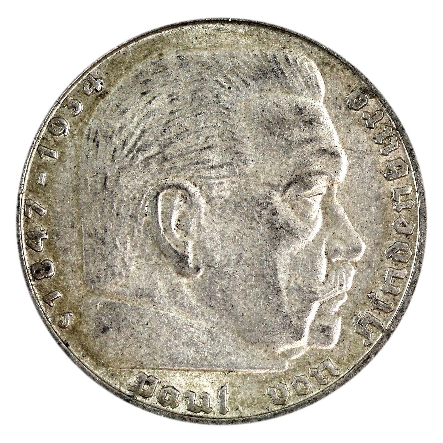 German Third Reich 1939J 5 Marks Almost Uncirculated (AU50) $