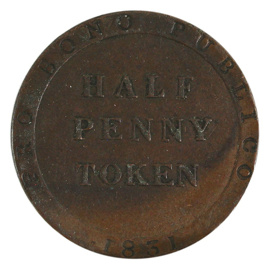 Isle of Man 1831 1/2 Penny Token Extra Fine (EF-40) $