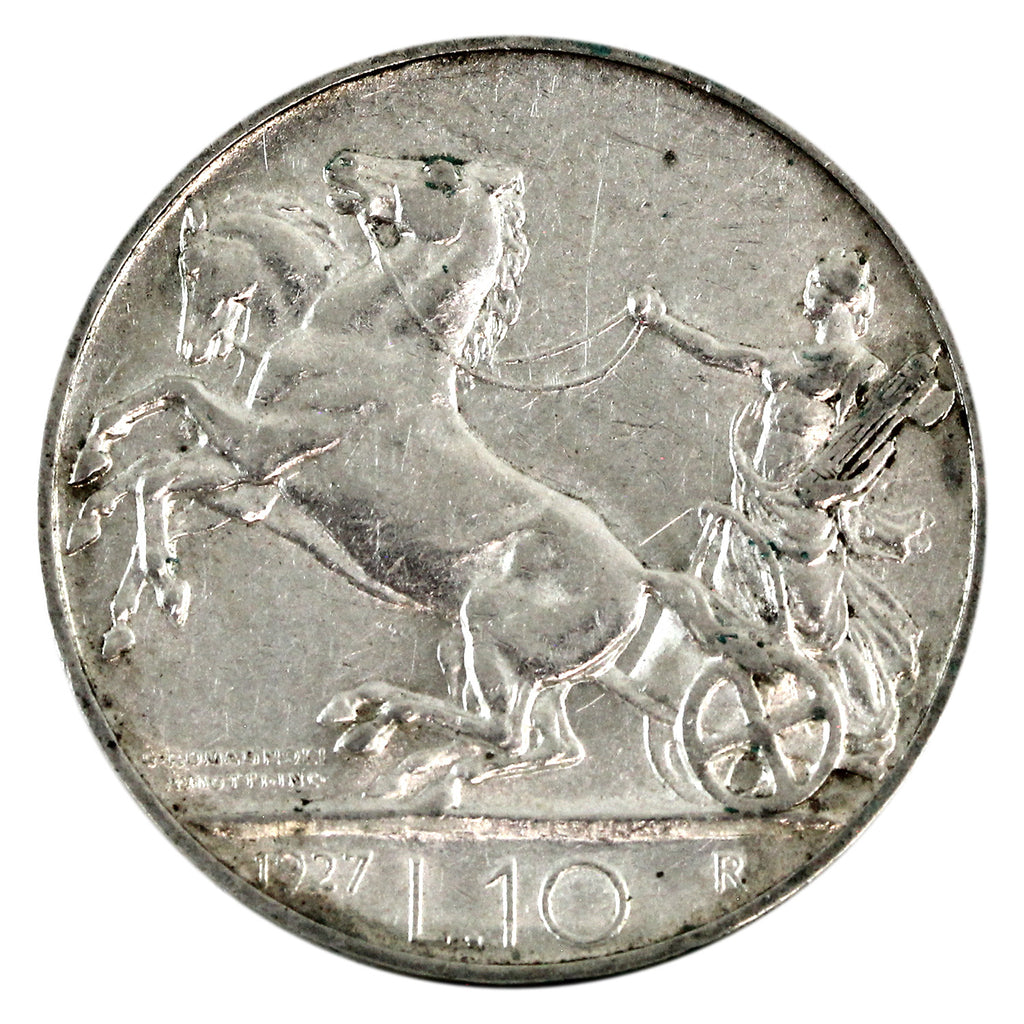 Italy 1927R 10 Lire Almost Uncirculated (AU50) $