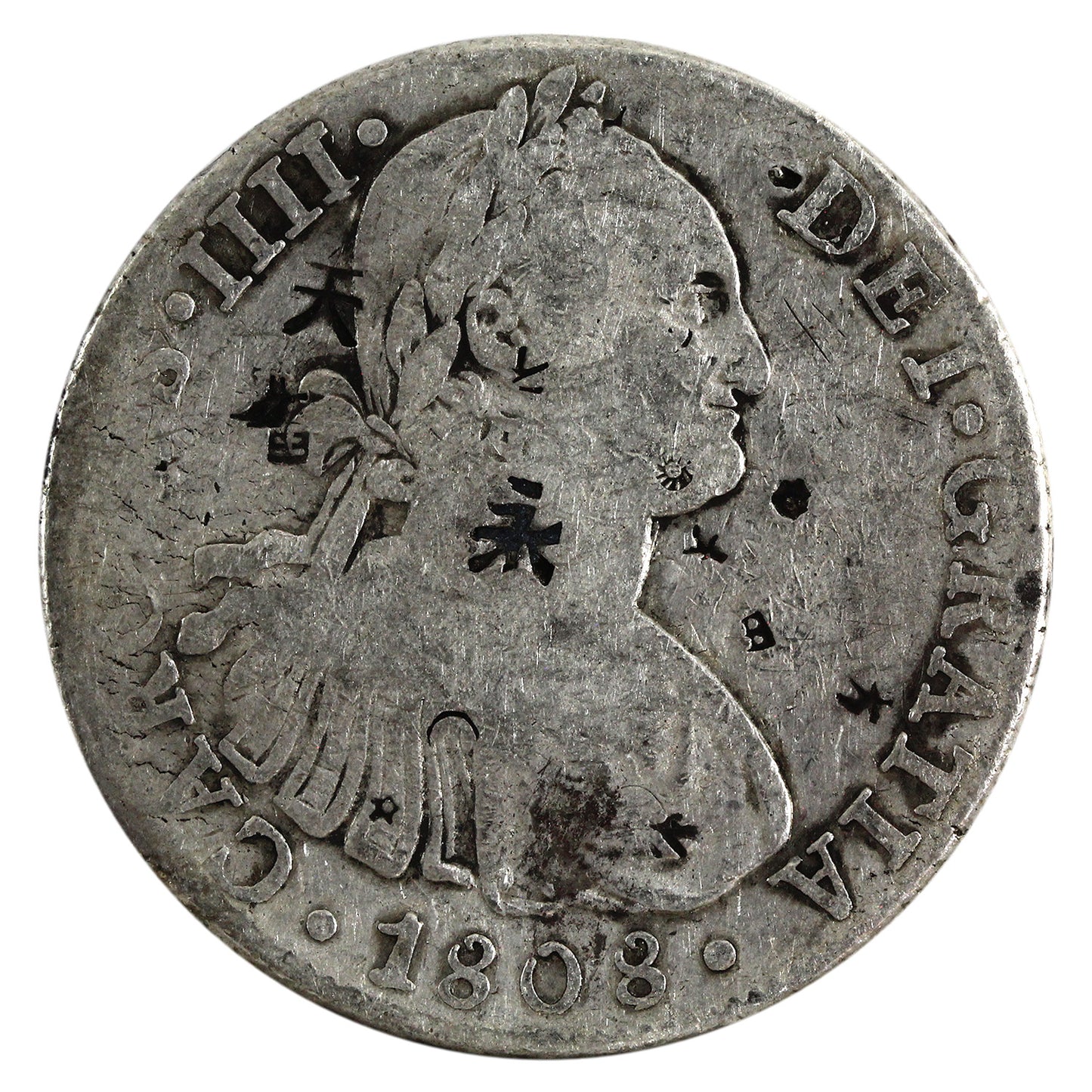 Mexico 1808MO TH 8 Reales F-VF (F15) Chop Marks $