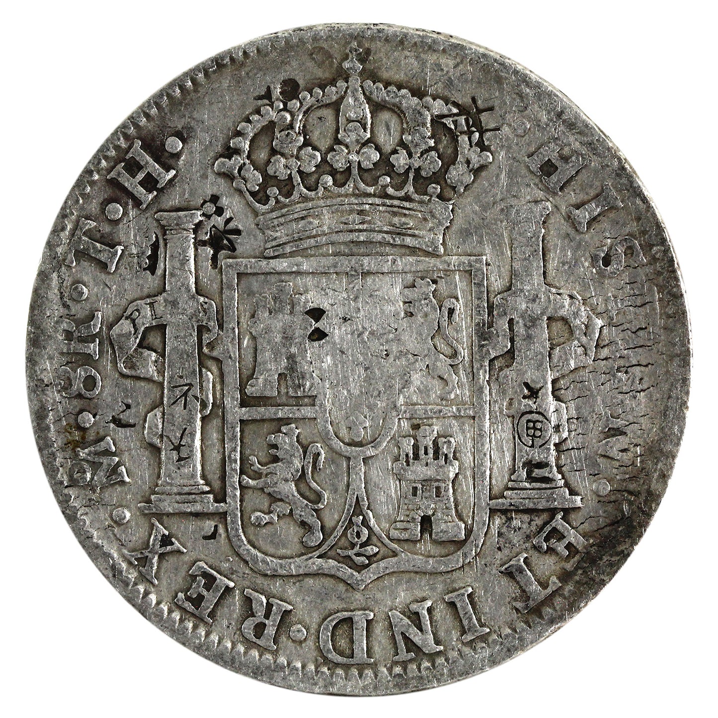 Mexico 1808MO TH 8 Reales F-VF (F15) Chop Marks $