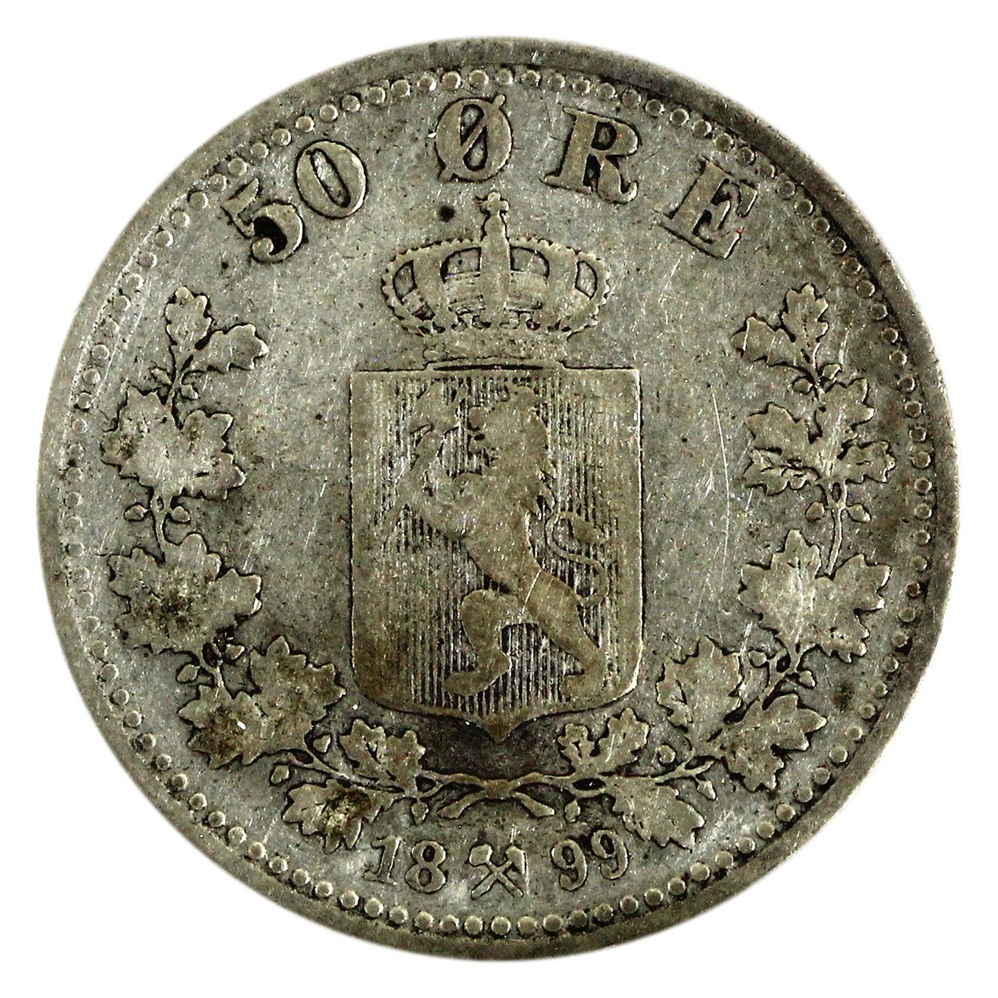 Norway 1899 50 Ore Very Fine (VF-20) $