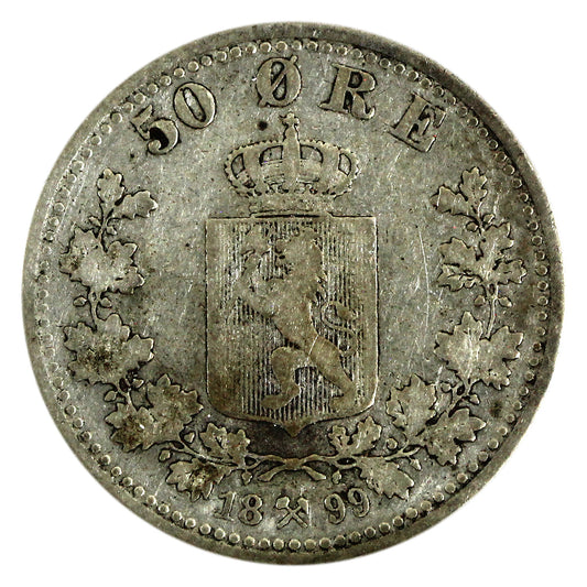 Norway 1899 50 Ore Very Fine (VF-20) $