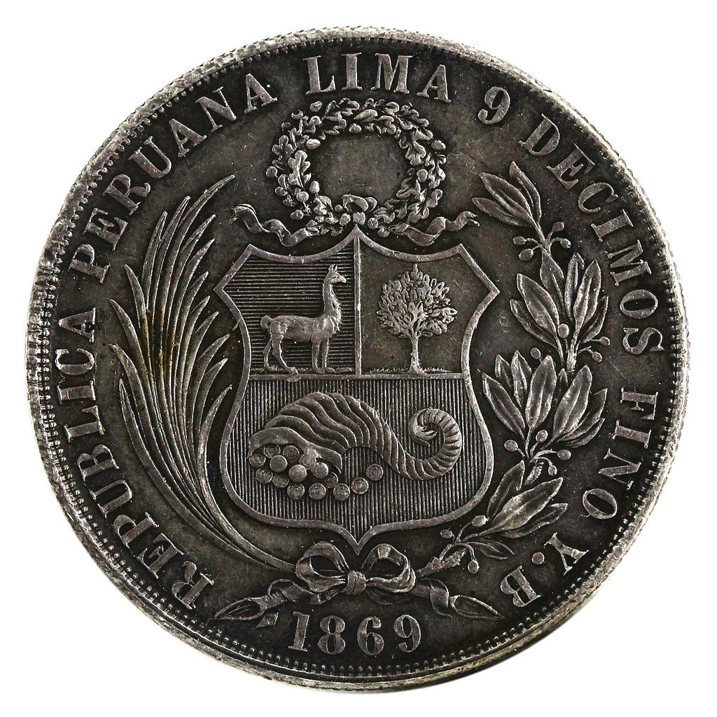 Peru 1869YB 1 Sol Uncirculated (MS60) $