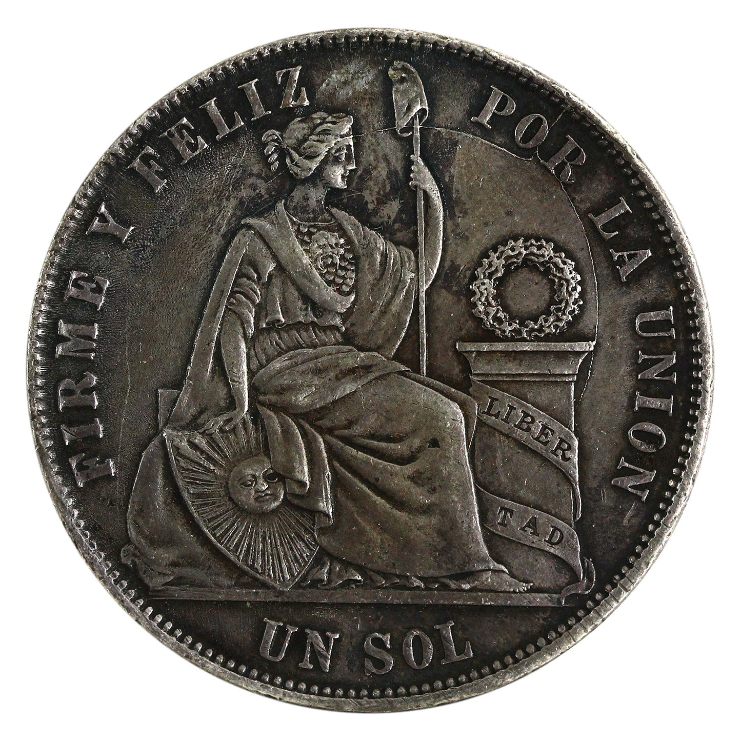 Peru 1869YB 1 Sol Uncirculated (MS60) $