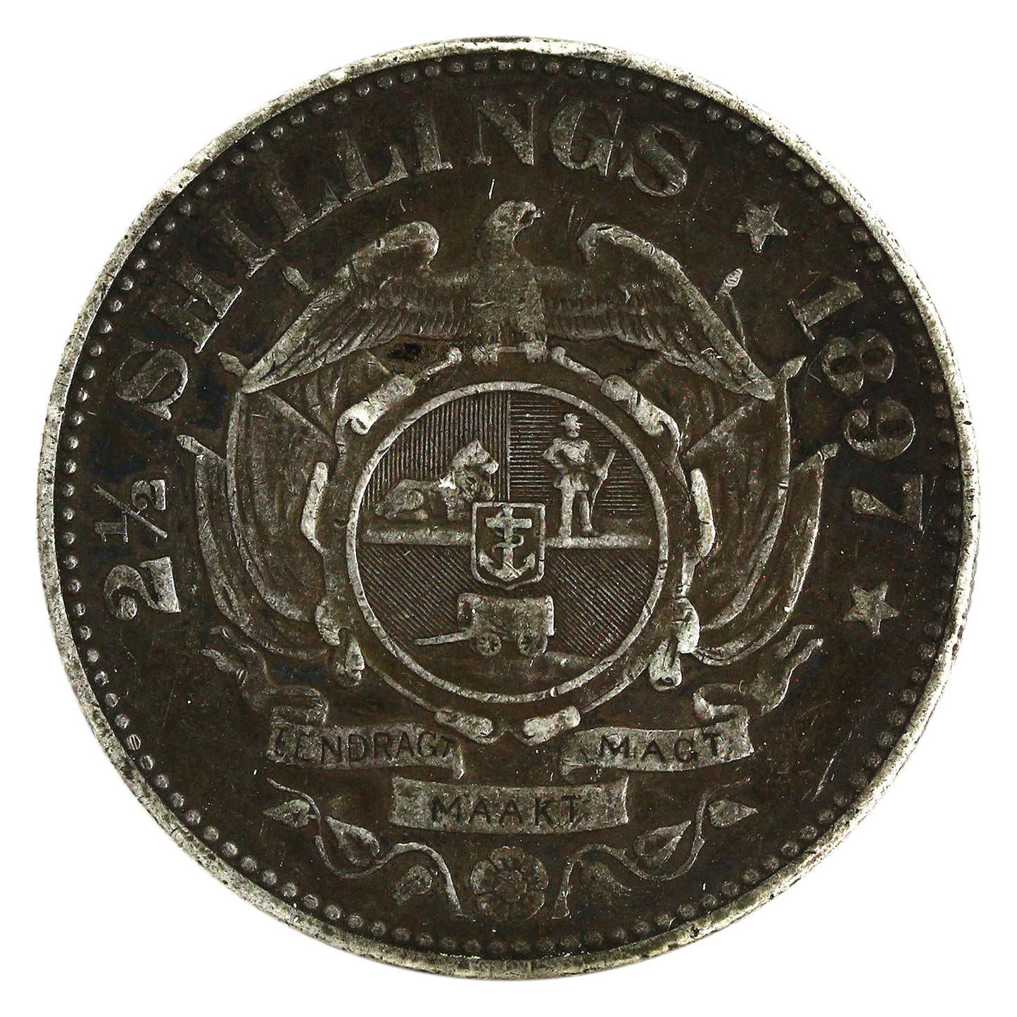 South Africa 1897 2 1/2 Shillings Extra Fine (EF40) $