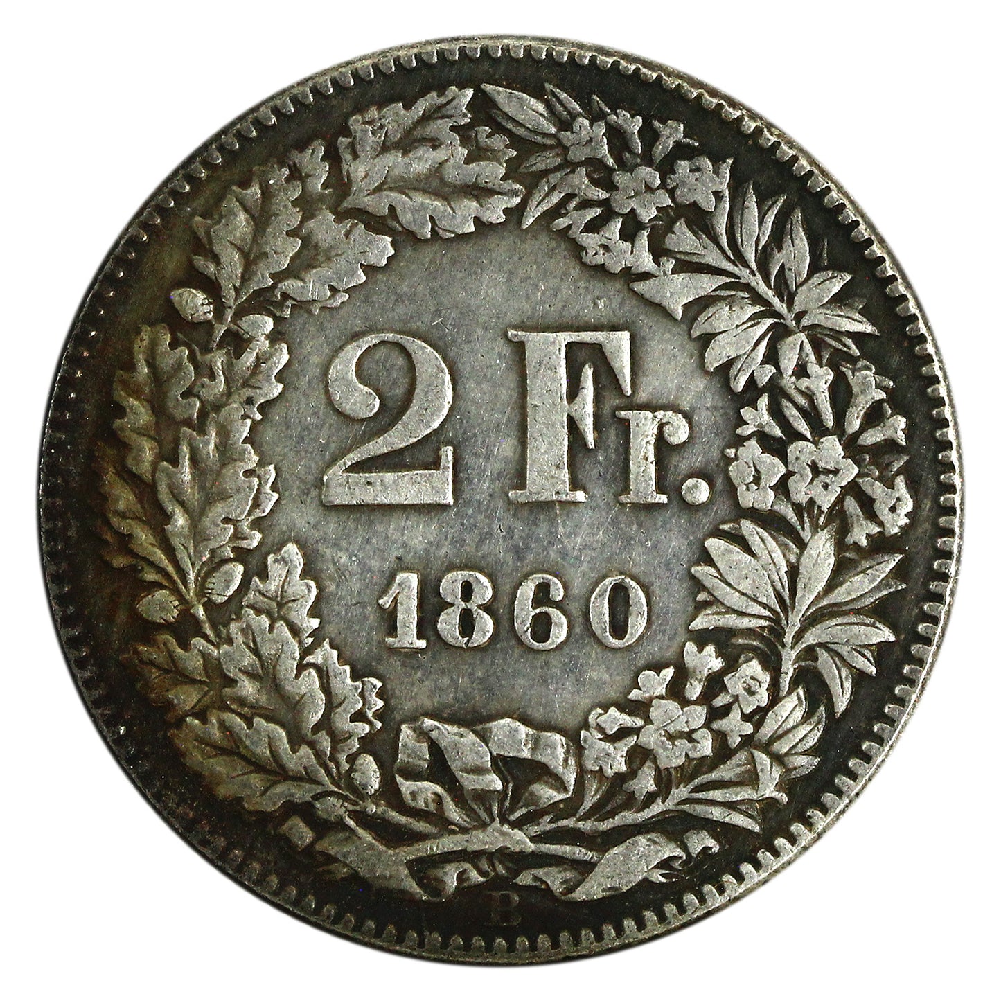 Switzerland 1860B 2 Francs Very Fine (VF20) $