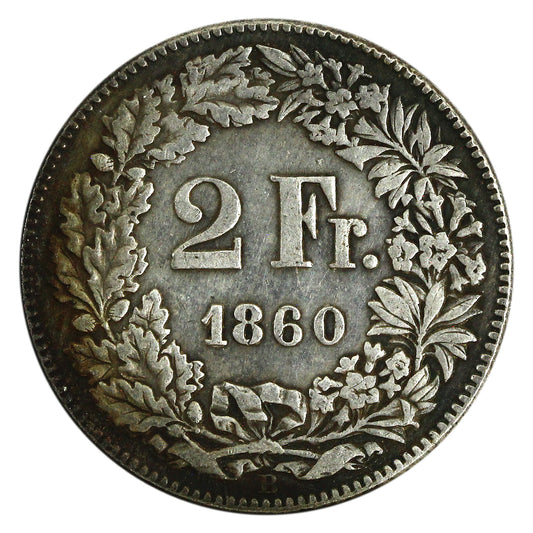 Switzerland 1860B 2 Francs Very Fine (VF20) $